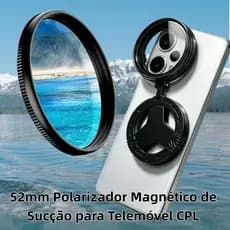 52mm Polarizador Magnético de Sucção para Telemóvel CPL, Polarizador Antirreflexo com Revestimento Ótico e Filtro