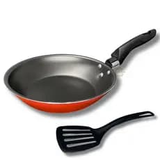 Frigideira 20 cm Francesa Antiaderente Teflon com Espátula Nylon Cor Vermelho