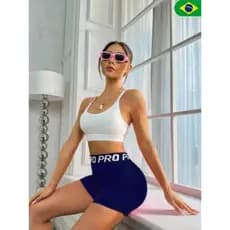 Conjuntinho Feminino  Short Cintura Alta + Top Sem Bojo Treino e Academia PRO