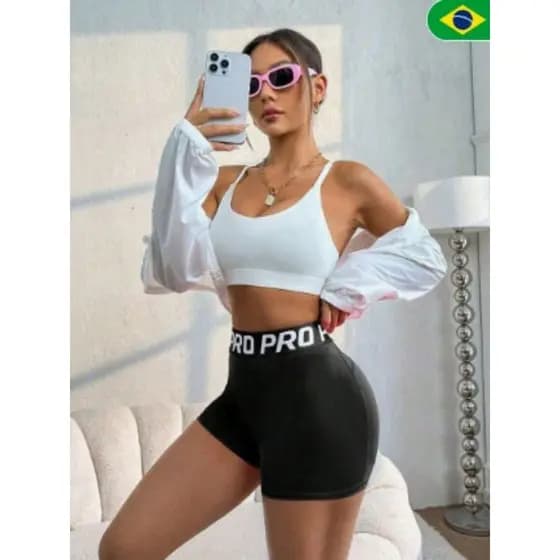 Bermudinha Feminino Legging Para academia Modela o corpo Academia Cintura Alta levanta bum bum