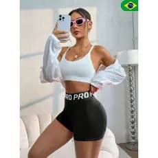 Bermudinha Feminino Legging Para academia Modela o corpo Academia Cintura Alta levanta bum bum