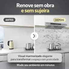 Papel de Parede Autoadesivo Lavável Mármore Resistente a Água Óleo PVC Estampa Tela Cinza - 5 Metros
