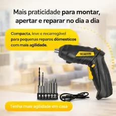 Mini Parafusadeira Recarregável 3,6V com 4 Bits e 2 Brocas Compacta e Prática