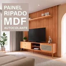 KIT COM 20 PLACAS DE PAINEL RIPADO AUTOADESIVO EM MDF 45x11cm
