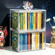 caixa acrilica organizadora de Livros Grande Transparente com Tampa Exibição para cadernos b5 Disco CD rápida
