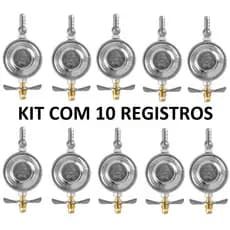 Kit 10 Registros Reguladores de Gás GLP Botijão 13kg