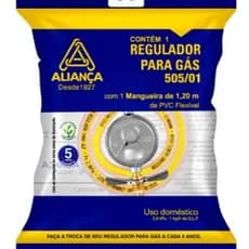 Kit Registro Regulador Gás de Cozinha C/ Mangueira + Abraçadeira