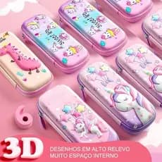 Estojo Personalizado com desenhos 3D (Alto Relevo) -ARTE ALEATÓRIA!!!! COR Masculino e Feminino