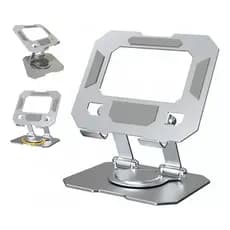 Suporte de Tablet e Celular cor Metálico e Rotativo de Metal Elegante e Totalmente Ajustável