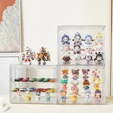 Caixa de Exibição Acrílico para Armazenamento Bonecos Funko Pop Labubu com 2 Divisórias Removíveis Estojo