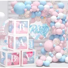 4 Cubos Baby Pintado / Decoração de Festa / Decoração Chá de Bebê e Revelação /Caixa transparente para balões com letras