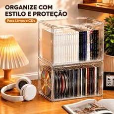 Caixa Organizadora de Livros Acrílica Transparente para Guardar Livros Grande Capacidade