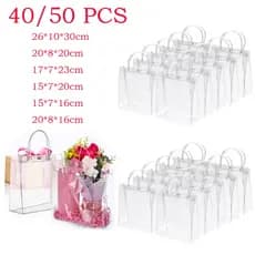 40/50 Sacola PVC Transparente com Alça e Botão Dia dos Namorados Ideal para brindes festas e casamentos