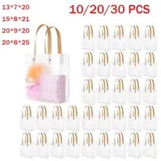 Sacolas Transparentes com Alça - Plástico Reutilizável para Presentes: Casamento, Aniversário, Chá de Bebê