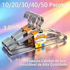 Cabides Aço Inoxidável 10/20/30/40/50 Estrutura Reforçada Sem Deformação Guarda de Roupas Com Padrão Profissional