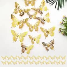 Um Conjunto De 24 Peças De Borboletas 3D , Arte De Parede De Quarto , Adesivos De Decoração Diy Para Casa