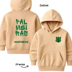 Moletom Palmeiras Personalizado Com Nome Agasalho Verdão Porco Com Nome Blusa Infantil Unissex Menino Menina