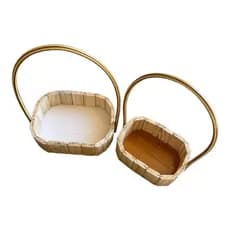 Kit C/20 Cestas Madeira Oval Alça Premium Presente 15x11cm