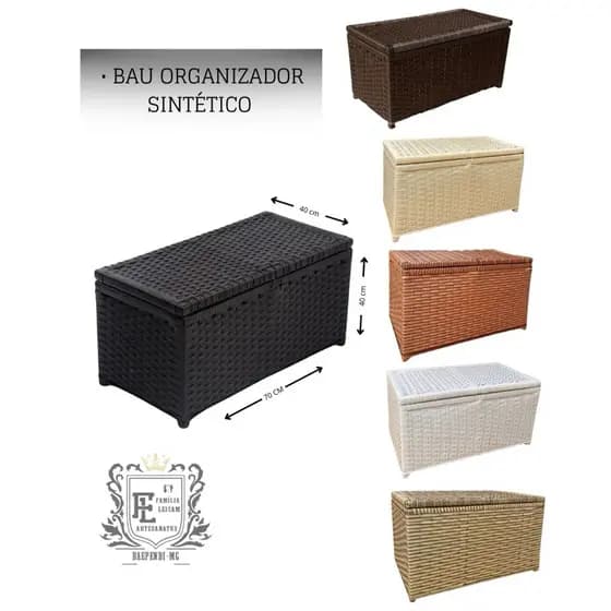 bau organizador fibra sintética 80x50x50 com rodízios de silicone