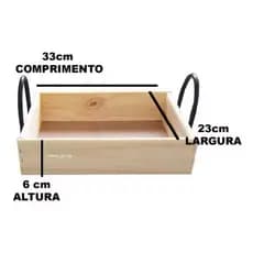 Kit 10 Bandeja Para Café da Manhã M 33x22 Com Alça Retangular Cesta para Presente Bandeja de Madeira Bandeja com Alça