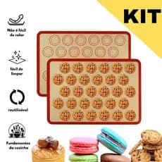 KIT Tapete De Silicone E Fibra De Vidro Culinário 42x30cm poder usar no forno casa