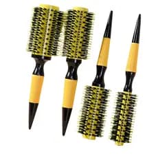 Escova De Cabelo Térmica Aleatório Cerdas De Javali Mista Madeira