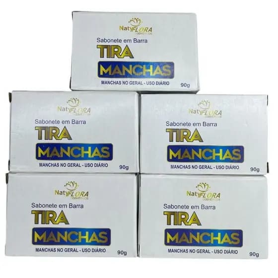 Kit com 5 Sabonete em Barra Tira Manchas 90g NatyFlora