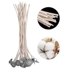 Pavio Para Vela Artesanal Natural 10cm 2mm 100% Algodão Eco Kit 120–250ml (5,5 a 7cm)