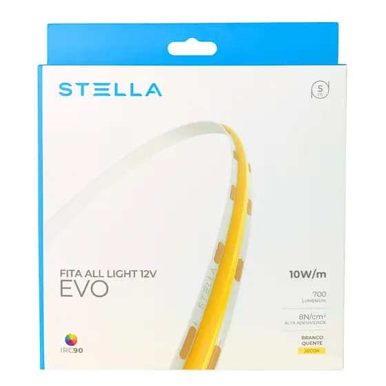 Fita Led Cob All Light Evo 10w/m 3000k 12v 700lm/m 5m Irc90 Stella