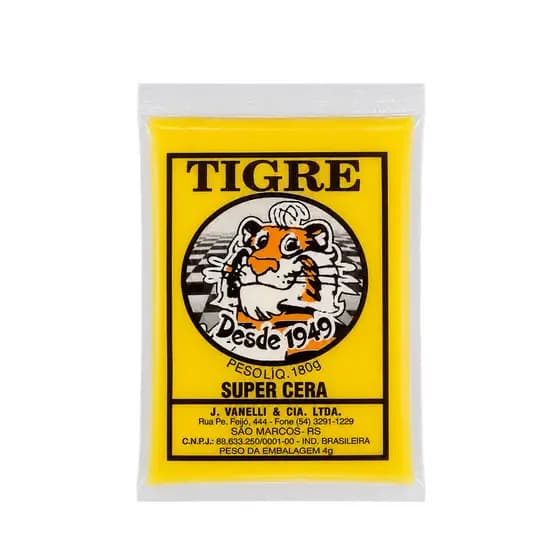 Cera Em Pasta Tigre Amarela Carnaúba 180g P/ Piso Madeira Brilho Incolor Móveis Secagem Rápida
