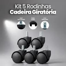 Kit 5 Rodinhas Cadeira Giratória Escritório Executiva Secretaria Gamer Anti Ruido