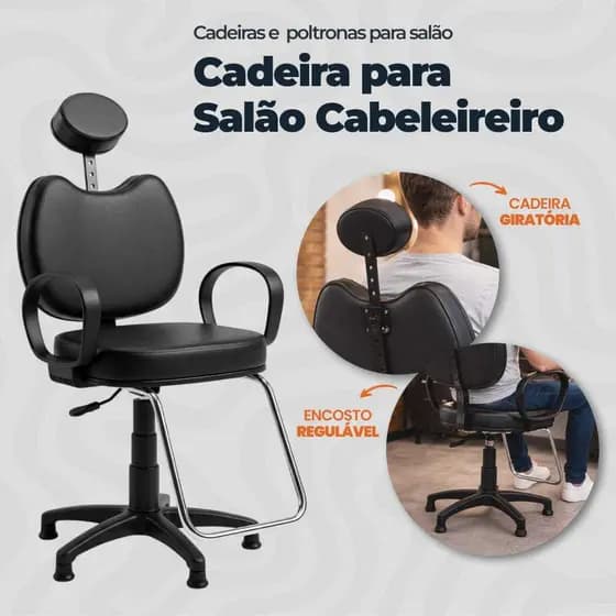 Cadeira  Poltrona Profissional Cadeira Cabeleireiro Barbeiro Salão de Beleza Resistente Confortável