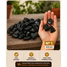 Pedra Preta Rolada para Jardim Decoração Vaso Fonte Caminho Seixo Natural 1kg 2kg 3kg