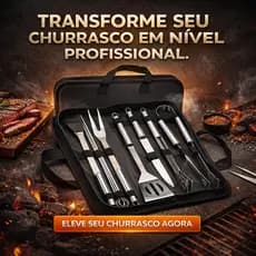 Kit 9 Para Churrasco Profissional Inox Chef Gourmet Utensílios luxo
