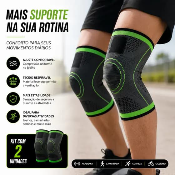 Joelheira de Compressão Kit 2 Unidades Esportiva Suporte para Treino Academia