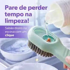 Escova Reservatório De Limpeza Limpa Sapato Louça Com Dispenser De Sabão Liquido