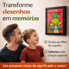 Quadro Expositor Guarda Desenhos Criança Infantil Tamanho A4 Preto