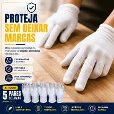 Luva Branca Multiuso Reutilizável Lavável Confortável Para M