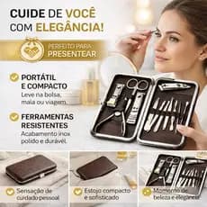 Kit Cortador De Unha Manicure Portatil Estojo Pinca Tesoura 12 peças Cores Sortidas