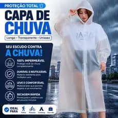 Capa de Chuva Impermeável Adulto com Capuz PVC EVA Reutilizável Unissex para Moto Bicicleta Camping