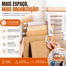 Cabide Multifuncional 5 em 1 para Calças Organizador de Roupas Economiza Espaço Aço Inox Resistente