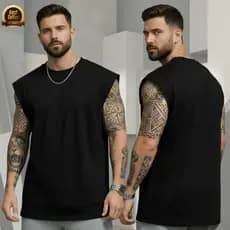 Regata Masculina Oversized Academia Machão Básica Lisa Treino 100% Algodão Premium
