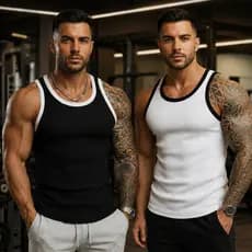 Kit 2 Regatas Masculina Ribana Canelada Modelo Slim Estilo Americano Academia Treino