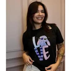 Blusa Feminina T-Shirt Stitch LoveDisney Algodão 100% Conforto