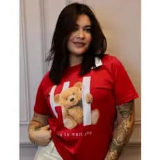 Blusa Feminina T-Shirt Urso Ted Hi Algodão 100% Gola Básica Conforto