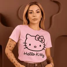 Blusa Feminina T-Shirt Hello Kitty 100% Algodão Premium Conforto Casual