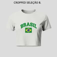 Camiseta Cropped Brasil Oversized  Confortável Soltinho 100% Algodão