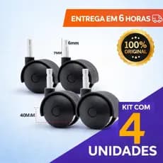 Rodinhas Rodízio giratória 40mm Pino 6mm preto cama box andador cesta de fruta carrinho manicure