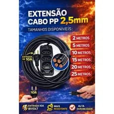 Extensão Cabo PP 20A 2x2.5mm 10A Para Ferramentas de Grande Potencia Cabo Para Uso Industrial