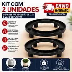 Suporte Para Botijão de Gás e Vasos de Plantas Com pezinhos Preto Premium